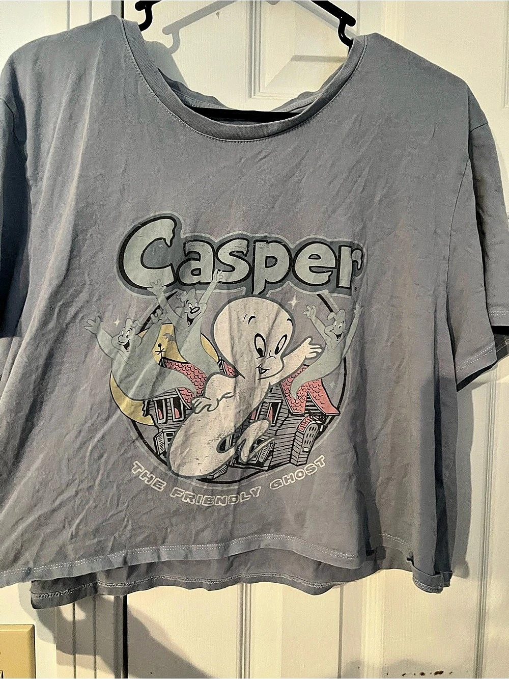 American Eagle AE Oversized Casper Halloween Graphic T-Shirt Gray